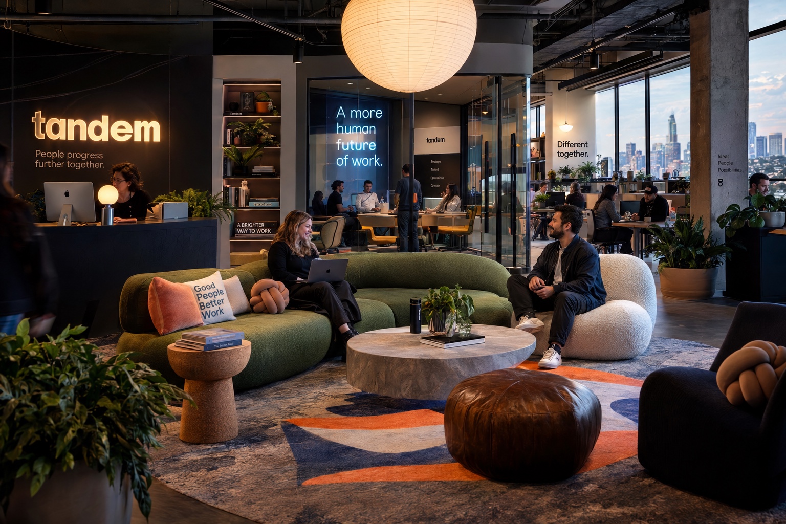 Workplace rendering of a collaborative tandem workspace
